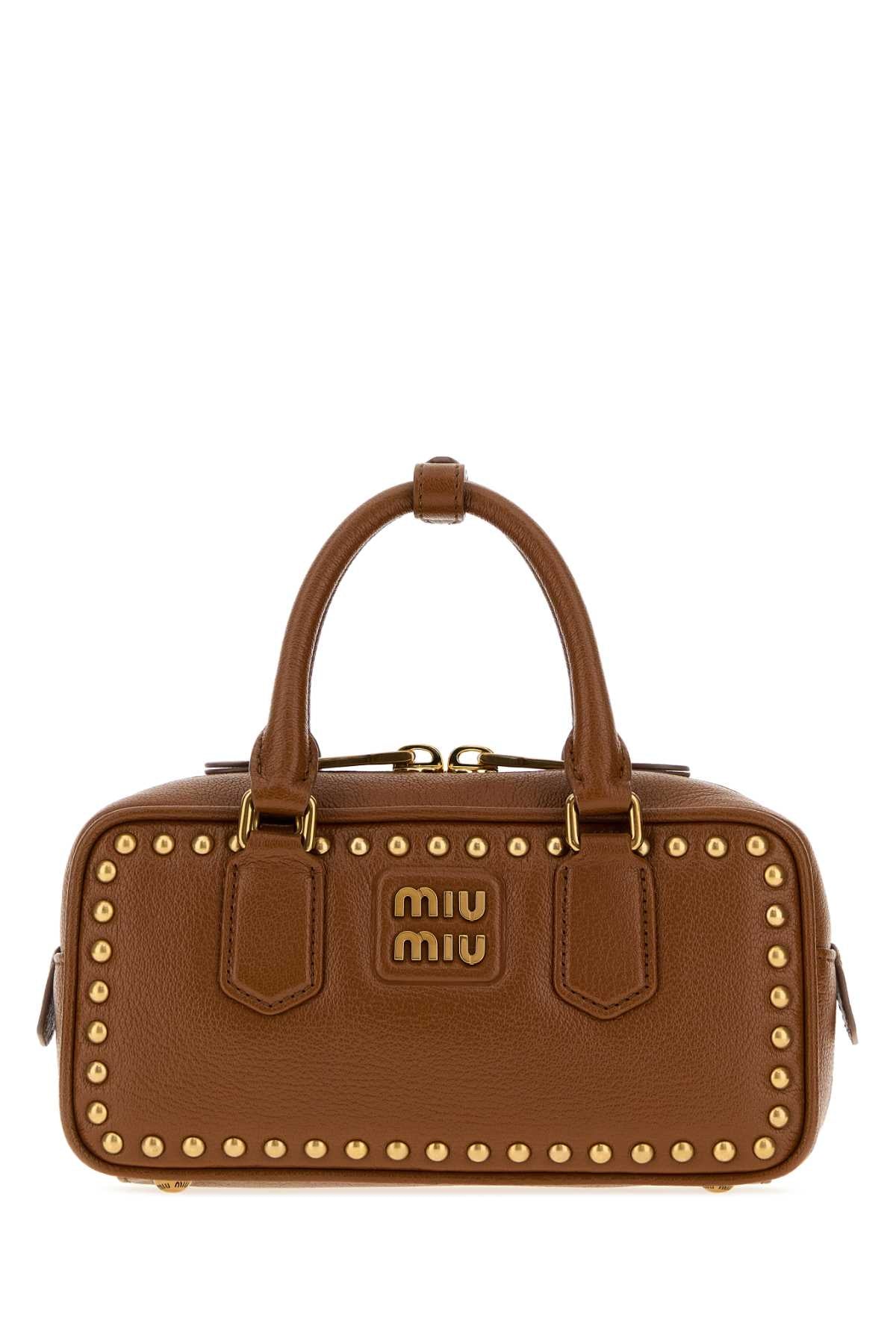 Miu Miu Women Caramel Leather Arcadie Handbag