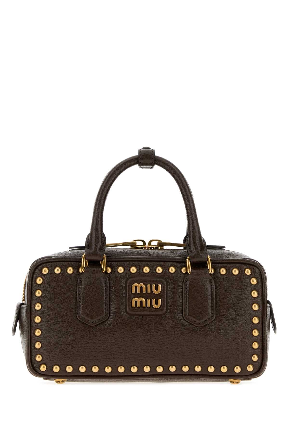 Miu Miu Women Dark Brown Leather Arcadie Handbag