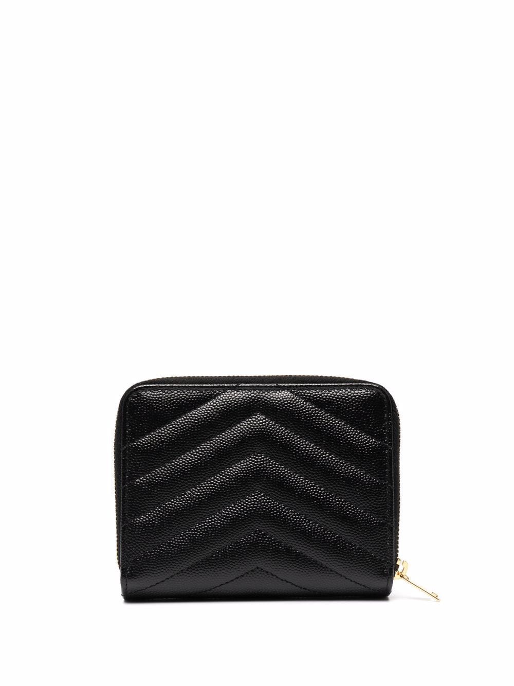 SAINT LAURENT PARIS Cassandre Matelassé Compact Zip Around Wallet In Grain De Poudre Leather Women