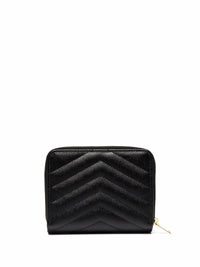 SAINT LAURENT PARIS Cassandre Matelassé Compact Zip Around Wallet In Grain De Poudre Leather Women
