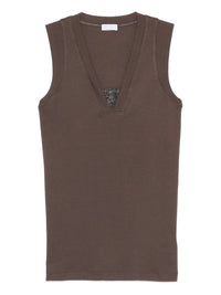 BRUNELLO CUCINELLI Brunello Cucinelli Women Stretch Cotton Jersey Tank Top With Precious Faux-Layering