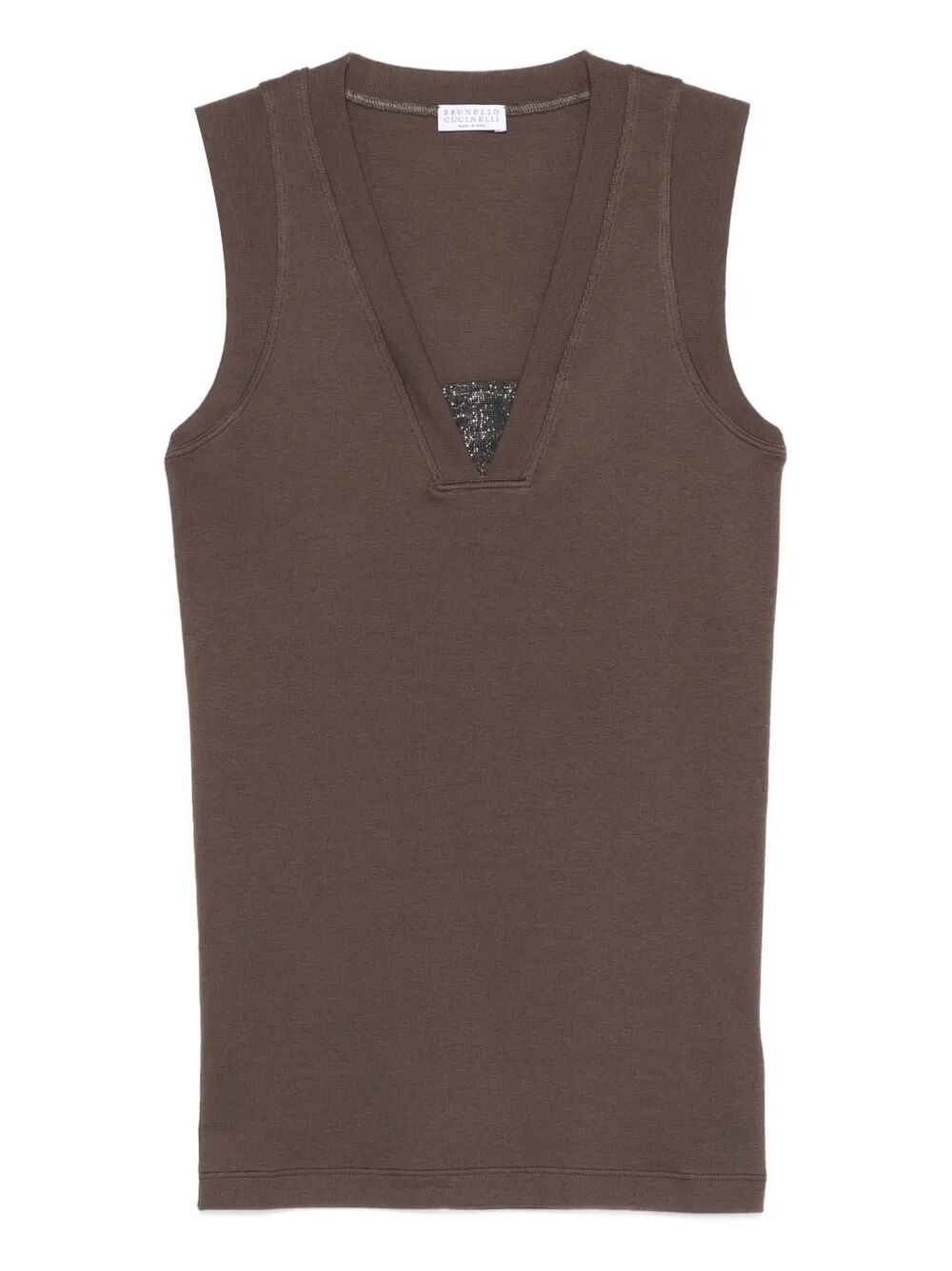 BRUNELLO CUCINELLI Stretch Cotton Jersey Tank Top With Precious Faux-Layering Women