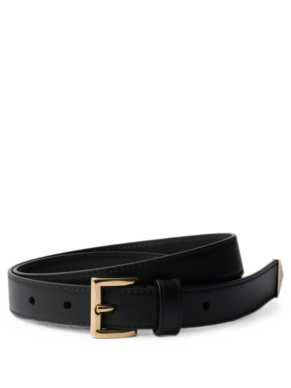 PRADA Slim Leather Belt With Logo Women