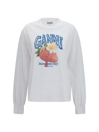 GANNI Ganni Women Strawberry Long-Sleeve Cotton T-Shirt
