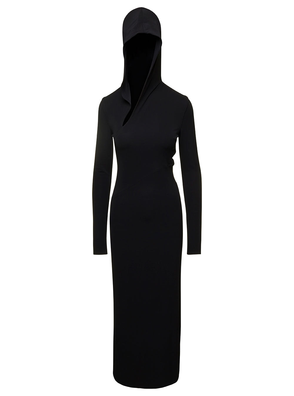 Versace Women Black Cut-Out Hooded Maxi Dress In Viscose Woman