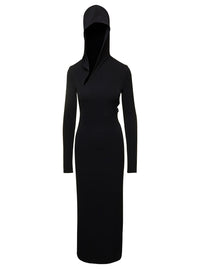Versace Women Black Cut-Out Hooded Maxi Dress In Viscose Woman
