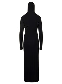 Versace Women Black Cut-Out Hooded Maxi Dress In Viscose Woman