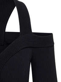 Alexander Mcqueen Women Black Cropped Top With Cut-Out Details Black In Jersey Stretch Woman