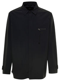 Fendi Men Blue Jacket With Patch Zipped Pocket And Logo In Nylon Man