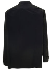 Fendi Men Blue Jacket With Patch Zipped Pocket And Logo In Nylon Man