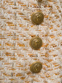 Balmain Women Beige Tweed Skirt With Front Golden Buttons In Cotton Blend Woman