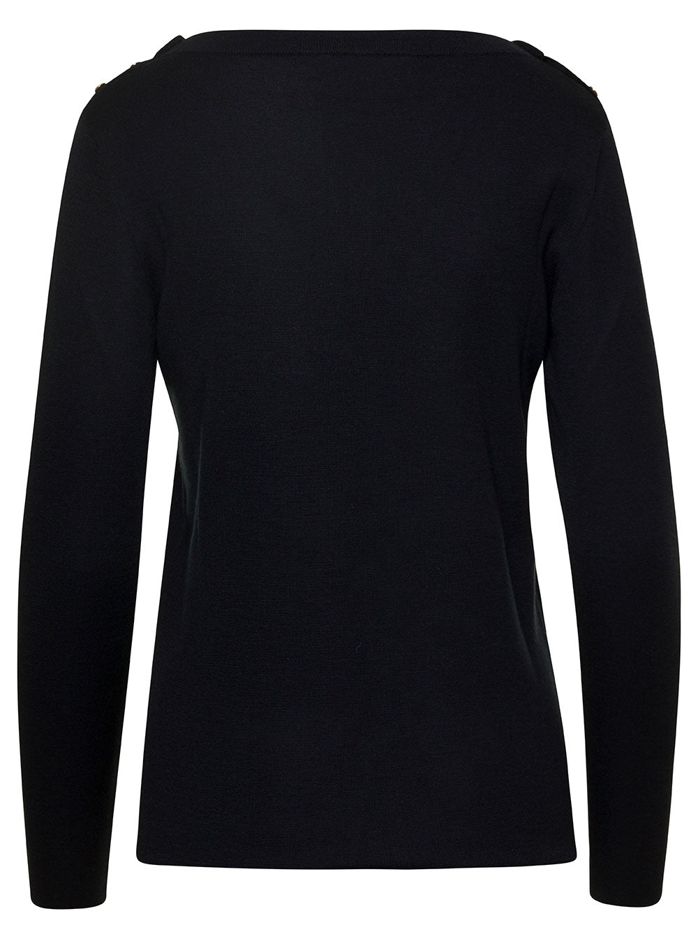 GUCCI Gucci Women Black Sweater With Boat Neckline And Golden Logo Buttons In Cashmere Woman