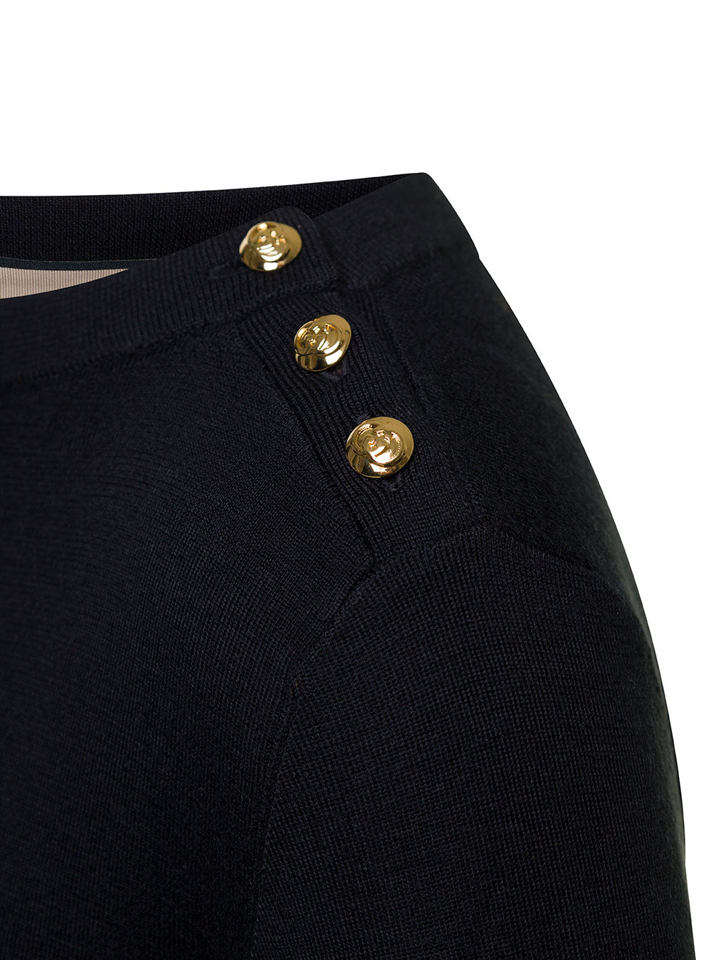 GUCCI Gucci Women Black Sweater With Boat Neckline And Golden Logo Buttons In Cashmere Woman