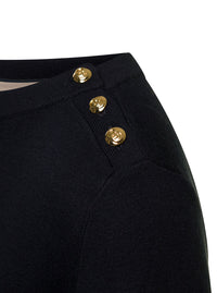 GUCCI Gucci Women Black Sweater With Boat Neckline And Golden Logo Buttons In Cashmere Woman
