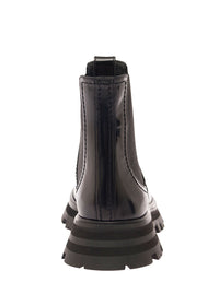 ALEXANDER MCQUEEN Alexander Mcqueen Women Black Chelsea Boots With Elastic Inserts In Smooth Leather Woman