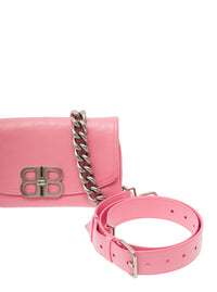 BALENCIAGA Balenciaga Women Pink Crossbody Bag With Palladium-Tone Bb Logo In Leather Woman