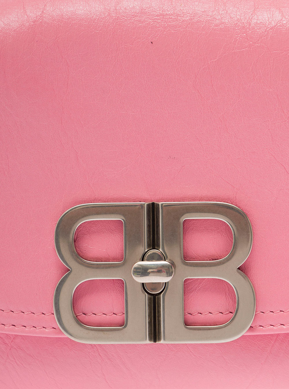 BALENCIAGA Balenciaga Women Pink Crossbody Bag With Palladium-Tone Bb Logo In Leather Woman