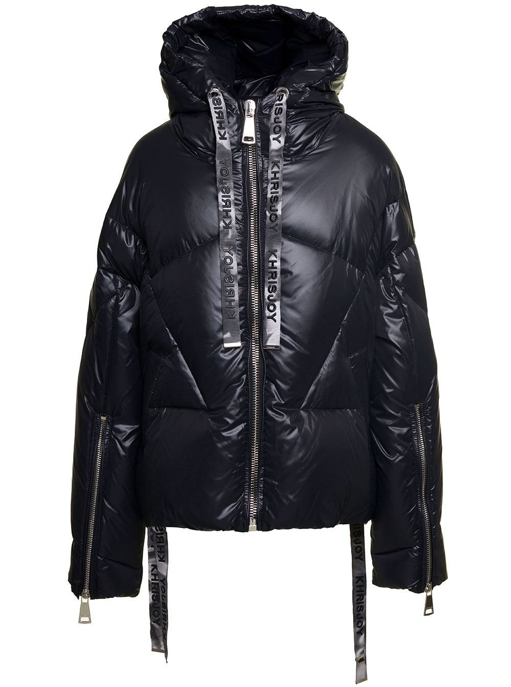 Khrisjoy Women Black 'Puff Khris Iconic' Oversized Down Jacket With Hood In Polyester Woman