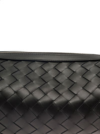 Bottega Veneta Men 'Cannolo' Black Crossbody Bag With Intreccio Motif In Leather Man