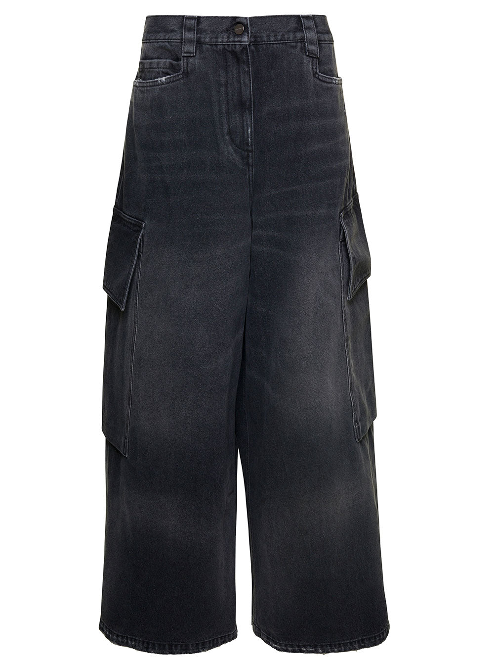 PALM ANGELS Palm Angels Women Bw Wide Denim Parachute