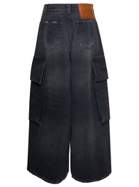 PALM ANGELS Palm Angels Women Bw Wide Denim Parachute