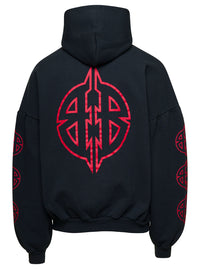 Balenciaga Men Black Hoodie With Maxi Logo Print On Front And Rear In Cotton Stretch Man