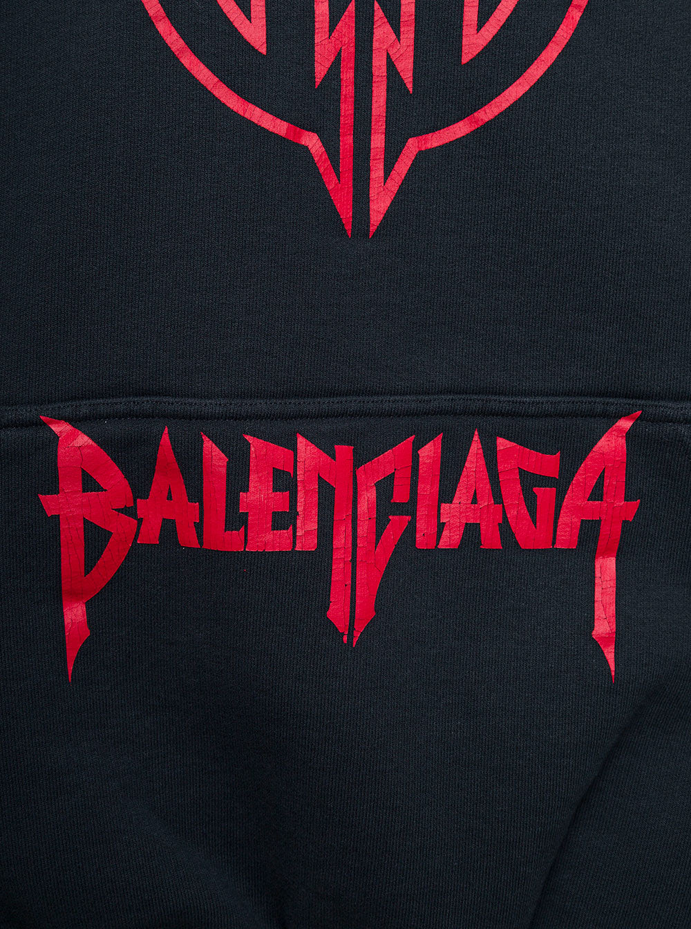 Balenciaga Men Black Hoodie With Maxi Logo Print On Front And Rear In Cotton Stretch Man