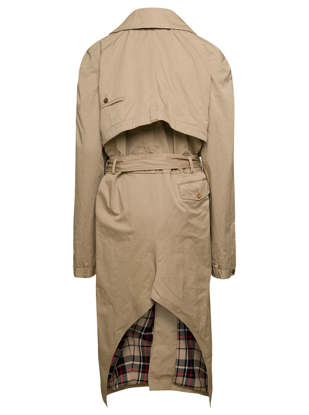 Balenciaga Women Beige Deconstructed Trench Coat With Matching Belt In Cotton Twill Woman