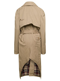 Balenciaga Women Beige Deconstructed Trench Coat With Matching Belt In Cotton Twill Woman