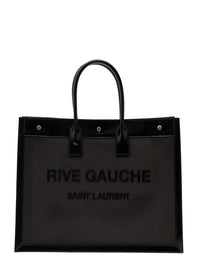 SAINT LAURENT Saint Laurent Women Black Tote Bag With Tonal Rive Gauche Logo In Raphia Woman