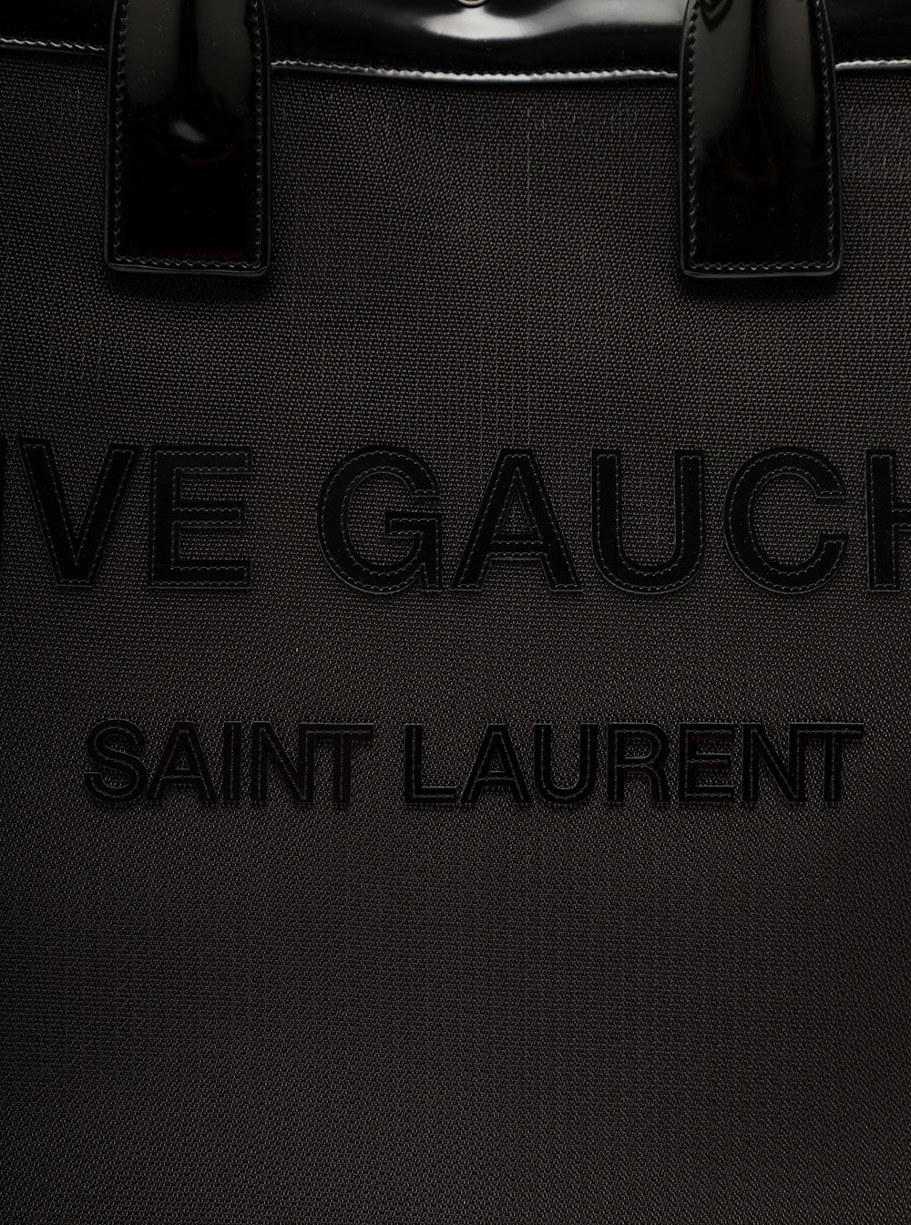 SAINT LAURENT Saint Laurent Women Black Tote Bag With Tonal Rive Gauche Logo In Raphia Woman