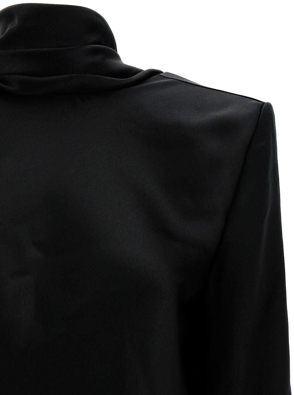Saint Laurent Women Black Blouse With Cowl-Back In Silk Satin Woman