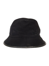 Gucci Men Black Bucket Hat With Leather Trimmings In Gg Jumbo Canvas Man