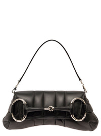 Gucci Women 'Medium Gucci Horsebit' Black Shoulder Bag With Maxi Horsebit In Leather Woman