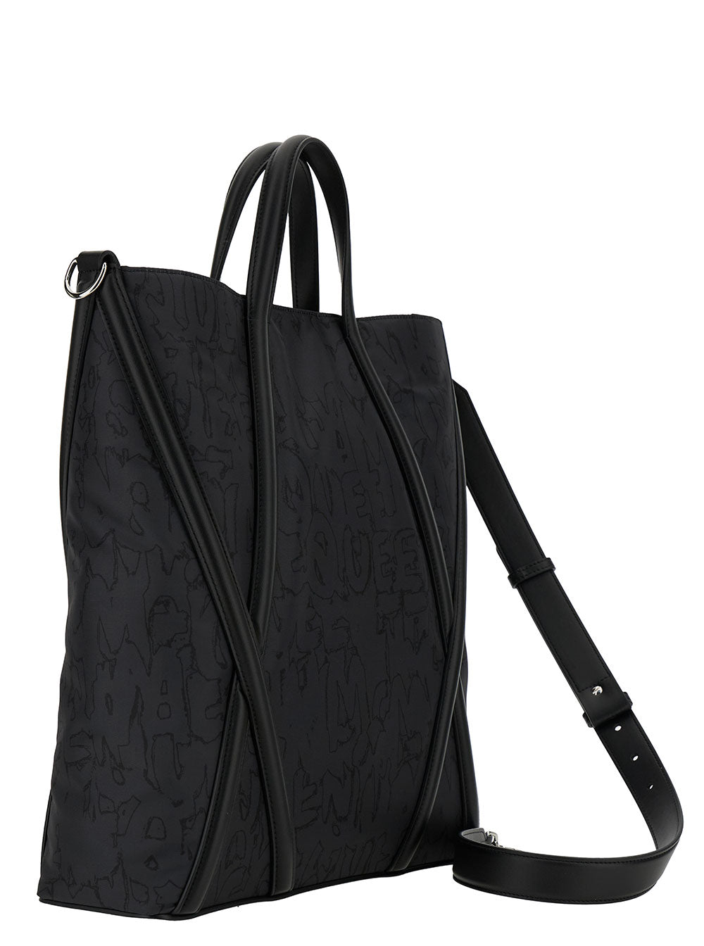 ALEXANDER MCQUEEN Alexander Mcqueen Men 'The Harness' Black Tote Bag With Logo Detail In Nylon Man