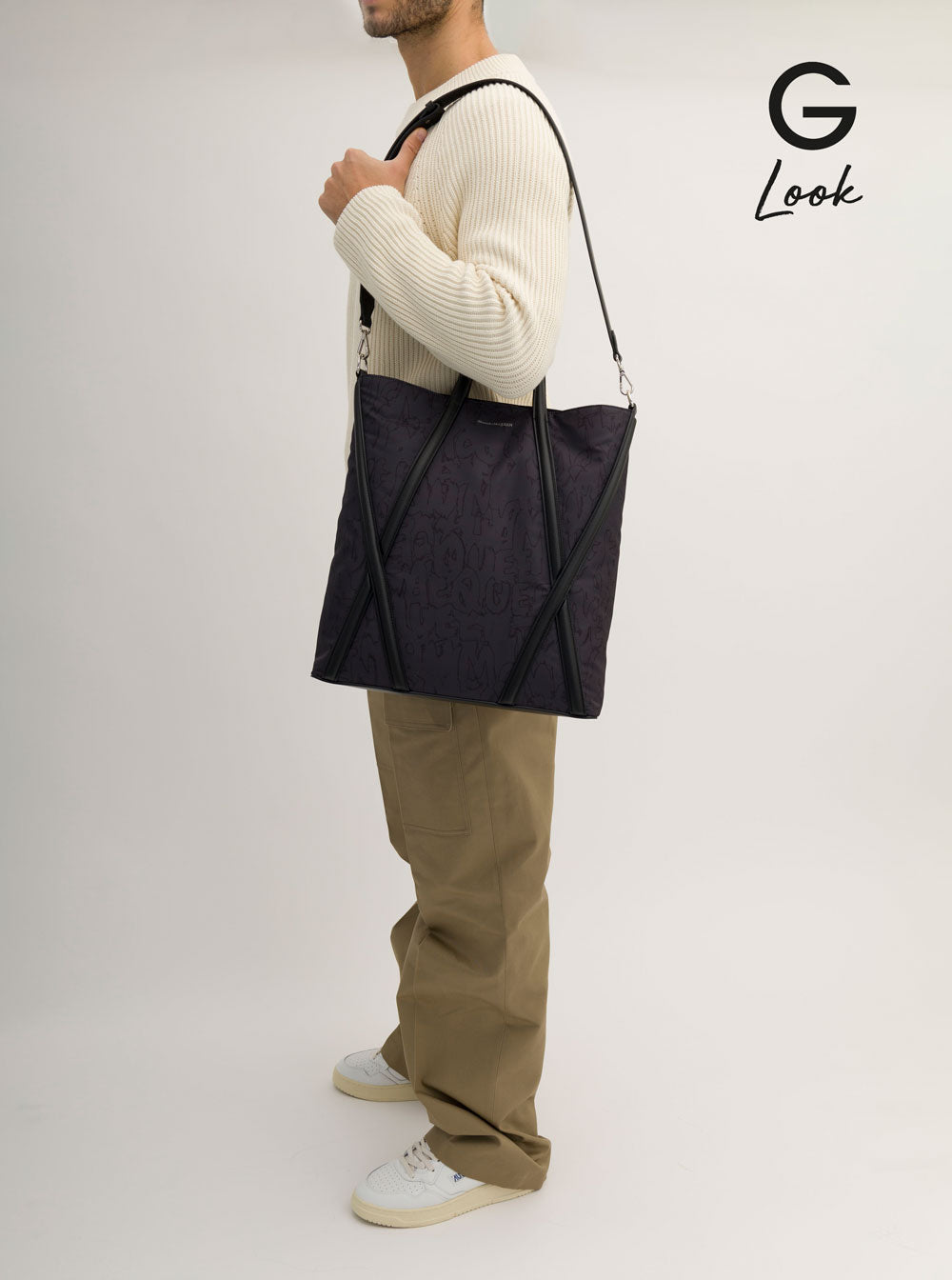 ALEXANDER MCQUEEN Alexander Mcqueen Men 'The Harness' Black Tote Bag With Logo Detail In Nylon Man