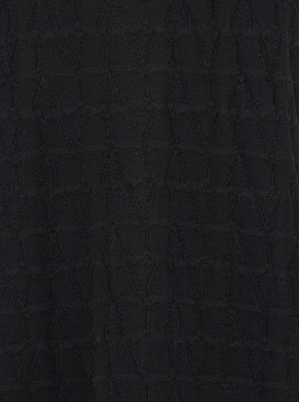 Valentino Men Black Crewneck Sweater With Tonal Vlogo Print In Wool Blend Man