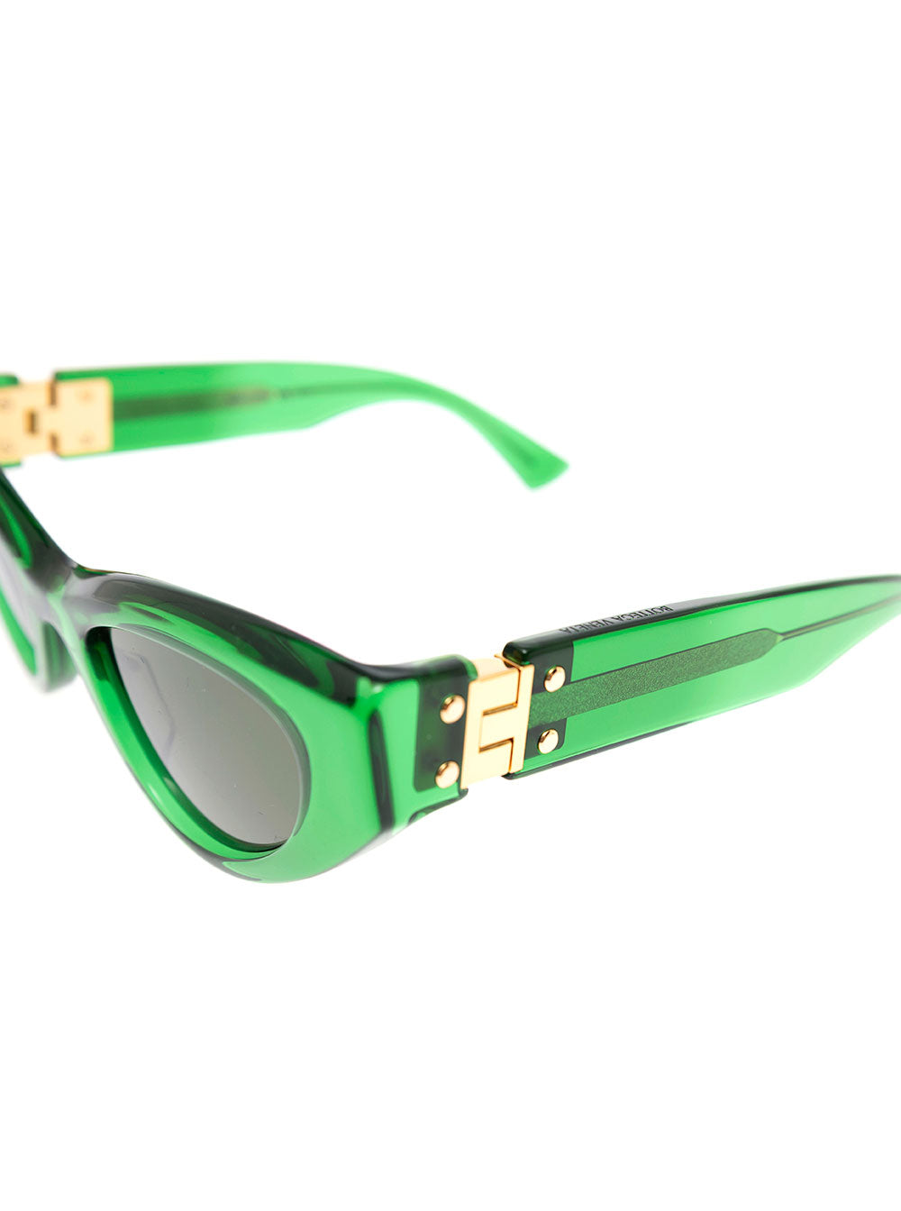 Bottega Veneta Women Bottega Veneta Woman's Angle Cat Eye Green Acetate Sunglasses
