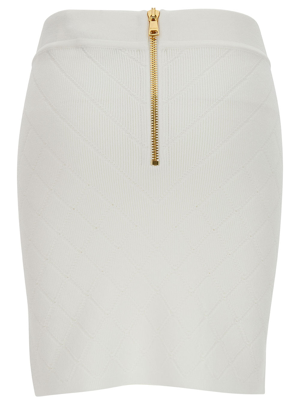 BALMAIN Balmain Women White Mini Pencil Skirt With Jewel Buttons In Viscose Blend Woman