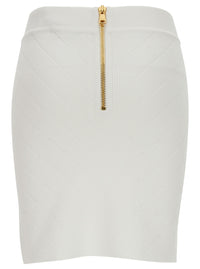 BALMAIN Balmain Women White Mini Pencil Skirt With Jewel Buttons In Viscose Blend Woman