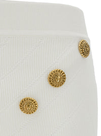 BALMAIN Balmain Women White Mini Pencil Skirt With Jewel Buttons In Viscose Blend Woman