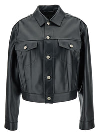 BALENCIAGA Balenciaga Women Black Cropped Jacket With Silver-Tone Branded Buttons In Super Smooth Leather Woman