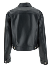 BALENCIAGA Balenciaga Women Black Cropped Jacket With Silver-Tone Branded Buttons In Super Smooth Leather Woman
