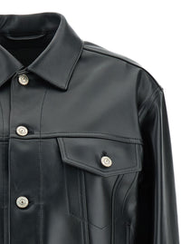 BALENCIAGA Balenciaga Women Black Cropped Jacket With Silver-Tone Branded Buttons In Super Smooth Leather Woman