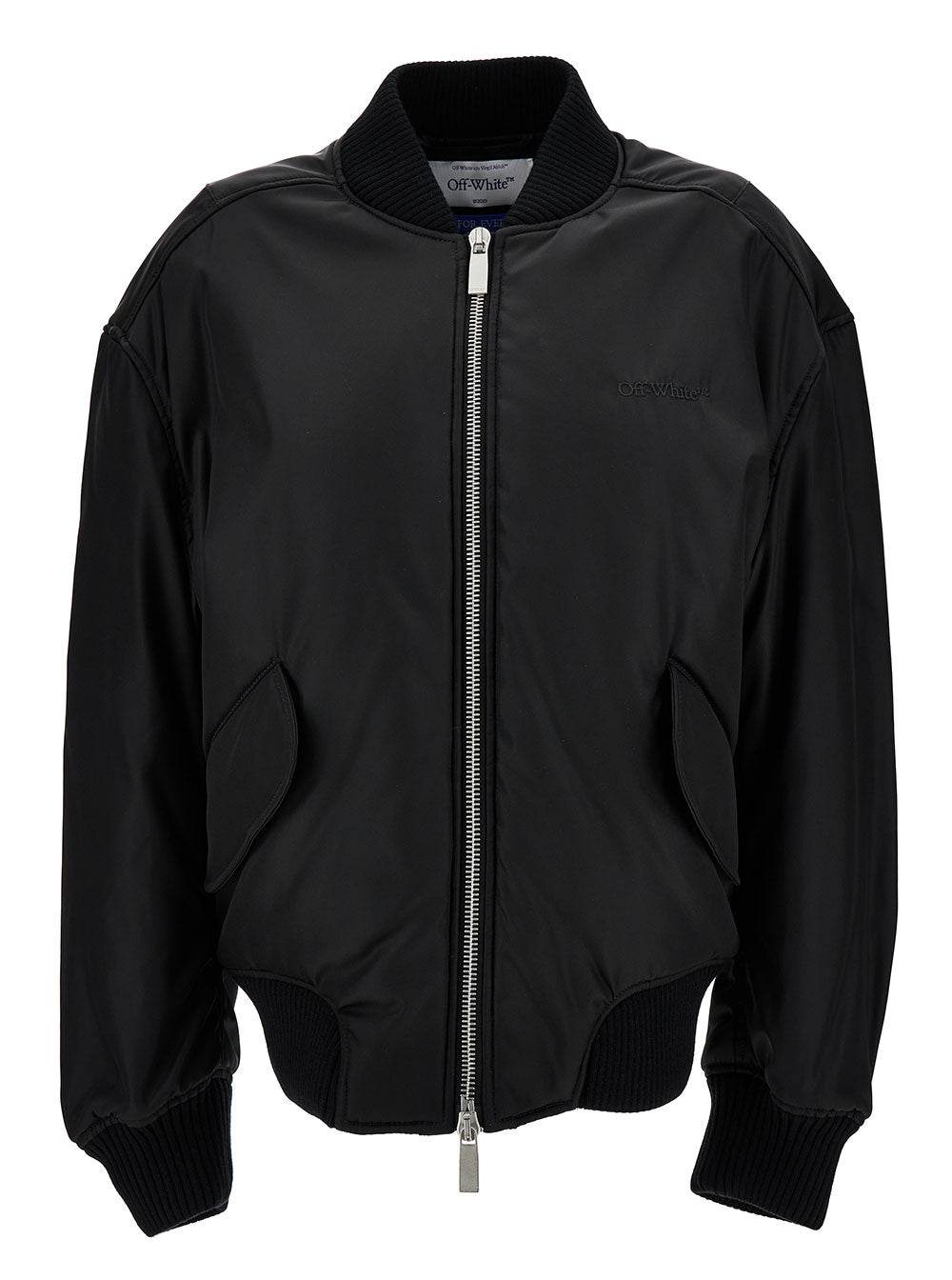 OFF-WHITE Off-White Women Blak Bomber Jacket With Tonal Logo Embroidery In Nylon Woman