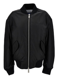 OFF-WHITE Off-White Women Blak Bomber Jacket With Tonal Logo Embroidery In Nylon Woman