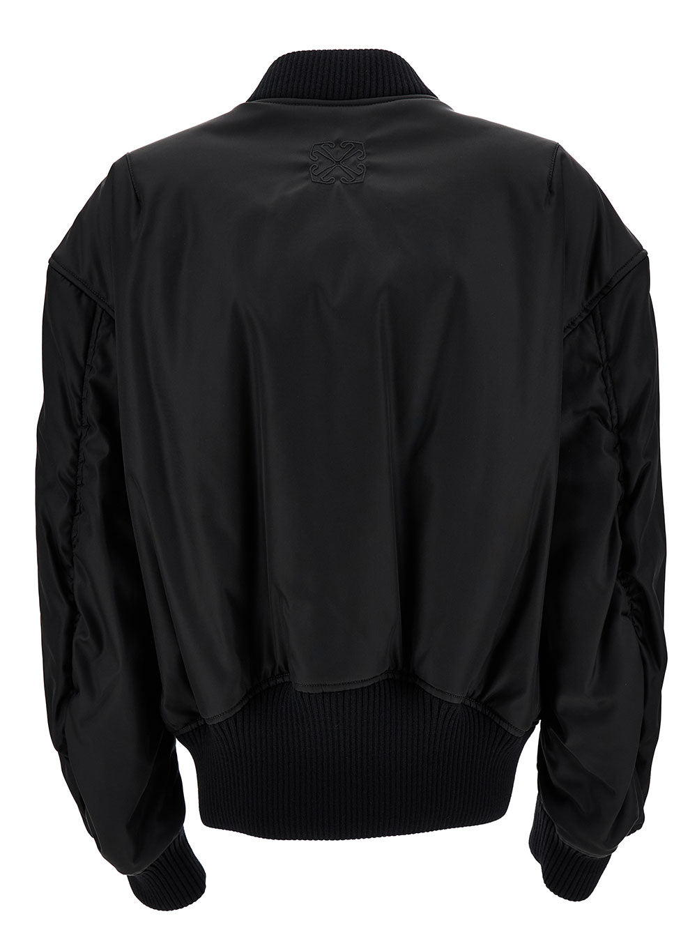 OFF-WHITE Off-White Women Blak Bomber Jacket With Tonal Logo Embroidery In Nylon Woman