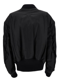 OFF-WHITE Off-White Women Blak Bomber Jacket With Tonal Logo Embroidery In Nylon Woman