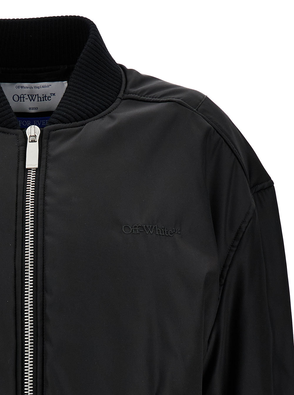 OFF-WHITE Off-White Women Blak Bomber Jacket With Tonal Logo Embroidery In Nylon Woman