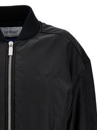 OFF-WHITE Off-White Women Blak Bomber Jacket With Tonal Logo Embroidery In Nylon Woman